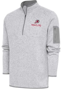 Antigua Arkansas Travelers Mens Grey Fortune Long Sleeve Qtr Zip Fashion Pullover