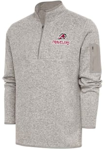 Antigua Arkansas Travelers Mens Oatmeal Fortune Long Sleeve Qtr Zip Fashion Pullover