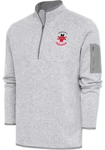 Antigua Indianapolis Indians Mens Grey Fortune Long Sleeve Qtr Zip Fashion Pullover