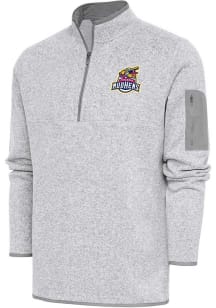 Antigua Toledo Mud Hens Mens Grey Fortune Long Sleeve Qtr Zip Fashion Pullover