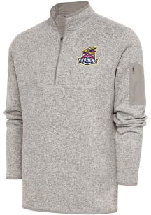 Antigua Toledo Mud Hens Mens Oatmeal Fortune Long Sleeve Qtr Zip Fashion Pullover