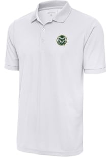 Antigua Colorado State Rams Mens White Legacy Pique Short Sleeve Polo
