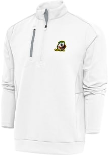 Antigua Oregon Ducks Mens White Generation Long Sleeve Qtr Zip Pullover