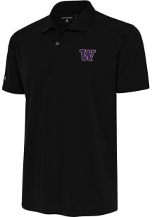Antigua Washington Huskies Mens Black Tribute Short Sleeve Polo