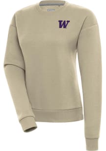 Antigua Washington Huskies Womens Khaki Victory Crew Sweatshirt