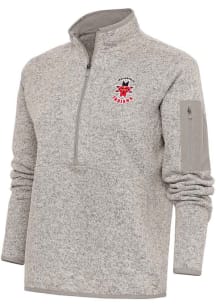 Antigua Indianapolis Indians Womens Oatmeal Fortune Qtr Zip