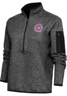 Antigua South Bend Cubs Womens Black Fortune Qtr Zip