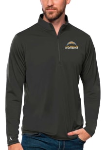 Antigua Los Angeles Chargers Mens Grey Text Tribute Long Sleeve Qtr Zip Pullover