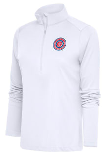 Antigua South Bend Cubs Womens White Tribute Qtr Zip Pullover