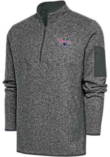 Antigua Cedar Rapids Kernels Mens Grey Fortune Long Sleeve Qtr Zip Fashion Pullover