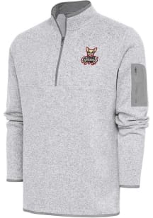 Antigua El Paso Chihuahuas Mens Grey Fortune Long Sleeve Qtr Zip Fashion Pullover