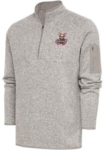 Antigua El Paso Chihuahuas Mens Oatmeal Fortune Long Sleeve Qtr Zip Fashion Pullover