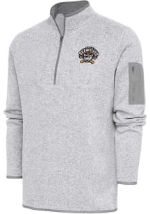 Antigua Erie SeaWolves Mens Grey Fortune Long Sleeve Qtr Zip Fashion Pullover