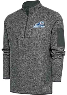 Antigua West Michigan Whitecaps Mens Grey Fortune Long Sleeve Qtr Zip Fashion Pullover