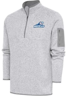 Antigua West Michigan Whitecaps Mens Grey Fortune Long Sleeve Qtr Zip Fashion Pullover