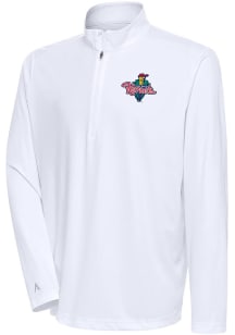 Antigua Cedar Rapids Kernels Mens White Tribute Long Sleeve Qtr Zip Pullover
