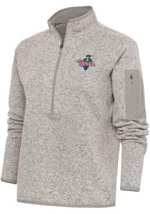 Antigua Cedar Rapids Kernels Womens Oatmeal Fortune Qtr Zip