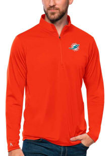 Antigua Miami Dolphins Mens Orange Tribute Long Sleeve Qtr Zip Pullover