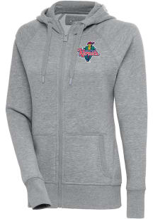 Antigua Cedar Rapids Kernels Womens Grey Victory Long Sleeve Full Zip Jacket