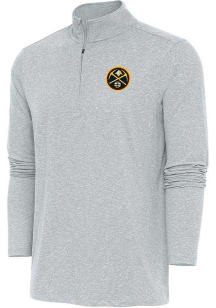 Antigua Denver Nuggets Mens Grey Hunk Long Sleeve Qtr Zip Pullover