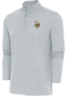 Antigua Minnesota Vikings Mens Grey Hunk Long Sleeve Qtr Zip Pullover