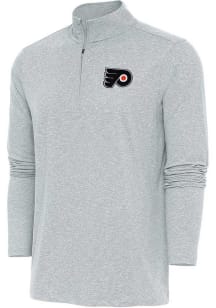Antigua Philadelphia Flyers Mens Grey Hunk Long Sleeve Qtr Zip Pullover