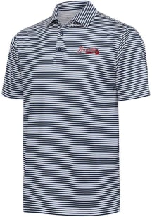 Antigua Atlanta Braves Mens Navy Blue Skills Short Sleeve Polo