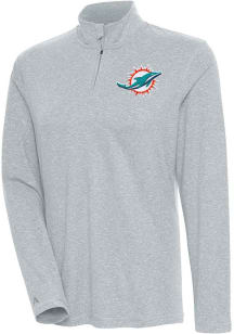 Antigua Miami Dolphins Womens Grey Confront Qtr Zip Pullover