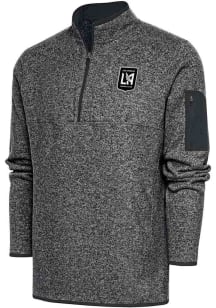 Antigua Los Angeles FC Mens Grey Metallic Logo Fortune Big and Tall Qtr Zip