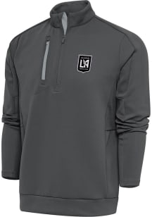 Antigua Los Angeles FC Mens Grey Metallic Logo Generation Long Sleeve Qtr Zip Pullover