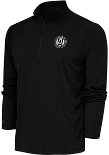 Antigua Atlanta United FC Mens Black Metallic Logo Tribute Long Sleeve Qtr Zip Pullover