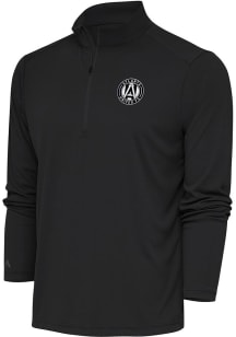 Antigua Atlanta United FC Mens Grey Metallic Logo Tribute Long Sleeve Qtr Zip Pullover