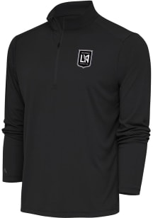 Antigua Los Angeles FC Mens Grey Metallic Logo Tribute Long Sleeve Qtr Zip Pullover