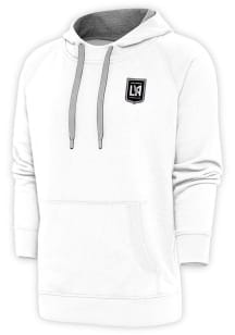 Antigua Los Angeles FC Mens White Metallic Logo Victory Long Sleeve Hoodie