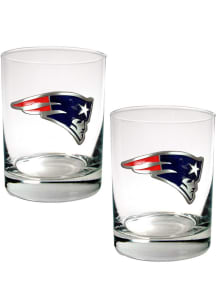 New England Patriots 2 Piece Rock Glass - White