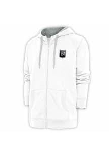 Antigua Los Angeles FC Mens White Metallic Logo Victory Long Sleeve Full Zip Jacket