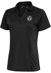 Antigua Atlanta United FC Womens Charcoal Metallic Logo Tribute Short Sleeve Polo Shirt
