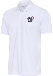 Antigua Washington Nationals Mens White Americana Tribute Short Sleeve Polo