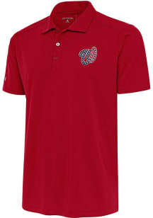 Antigua Washington Nationals Mens Red Americana Tribute Short Sleeve Polo