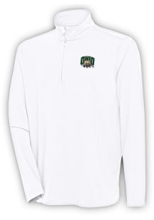 Antigua Ohio Bobcats Mens White Hunk Long Sleeve Qtr Zip Pullover