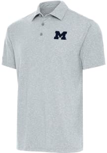 Antigua Michigan Wolverines Mens Grey Par 3 Short Sleeve Polo