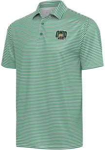 Antigua Ohio Bobcats Mens Green Skills Short Sleeve Polo