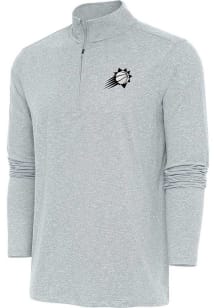 Antigua Phoenix Suns Mens Grey Metallic Logo Hunk Long Sleeve Qtr Zip Pullover