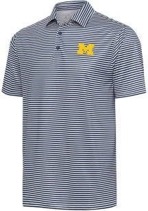 Antigua Michigan Wolverines Mens Blue Skills Short Sleeve Polo