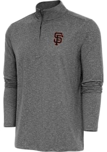 Antigua San Francisco Giants Mens Black Hunk Long Sleeve Qtr Zip Pullover