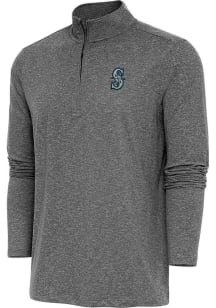 Antigua Seattle Mariners Mens Black Hunk Long Sleeve Qtr Zip Pullover