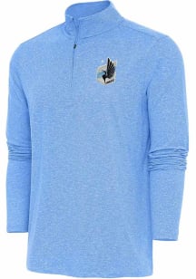 Antigua Minnesota United FC Mens Light Blue Hunk Long Sleeve Qtr Zip Pullover
