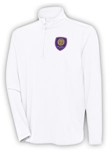 Antigua Orlando City SC Mens White Hunk Long Sleeve Qtr Zip Pullover