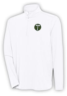 Antigua Portland Timbers Mens White Hunk Long Sleeve Qtr Zip Pullover