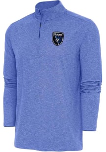 Antigua San Jose Earthquakes Mens Blue Hunk Long Sleeve Qtr Zip Pullover